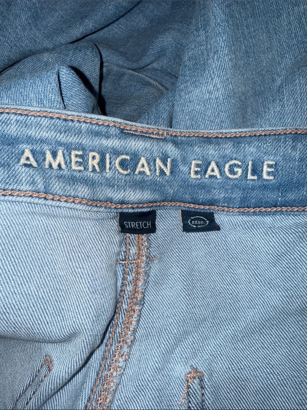 American Eagle Light Wash Stretch Denim Cargo Wide Leg Pants Size 4 - Picture 9 of 11